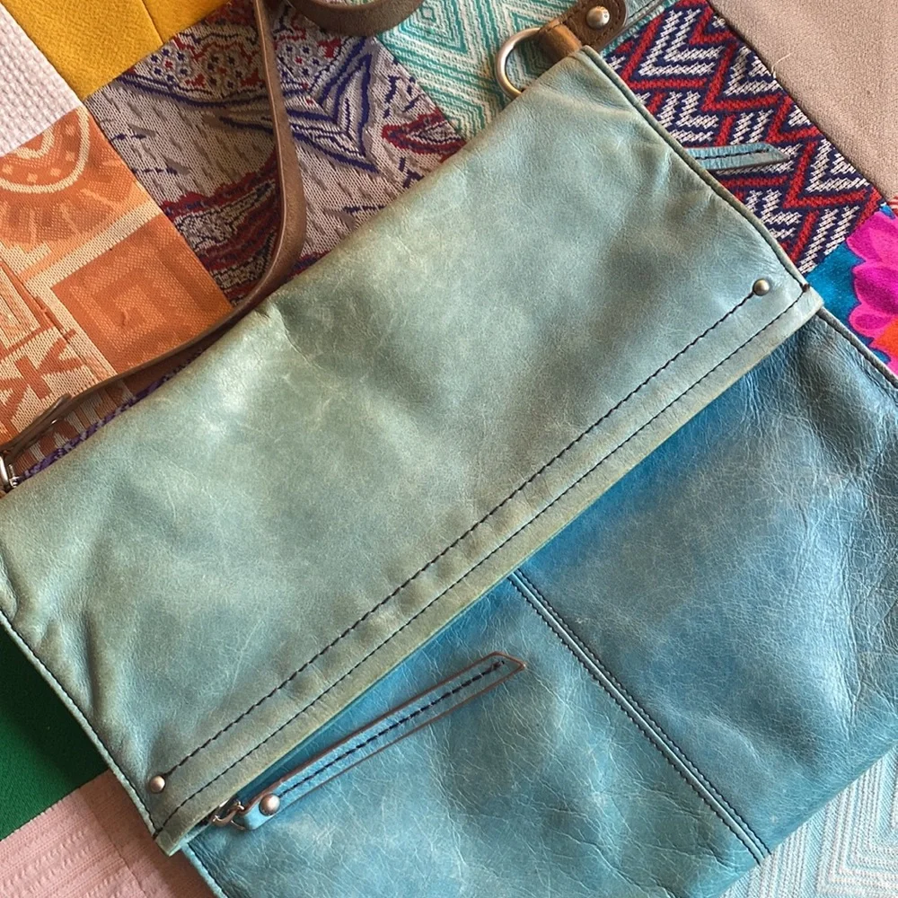 HOBO Teal Turquoise Leather Crossbody Bag